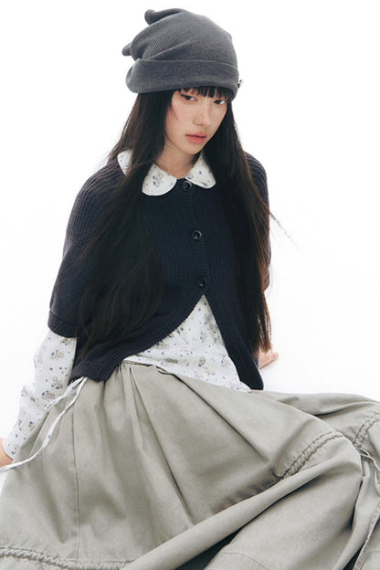 Vintage-Strickjacke mit mittellangen Ärmeln