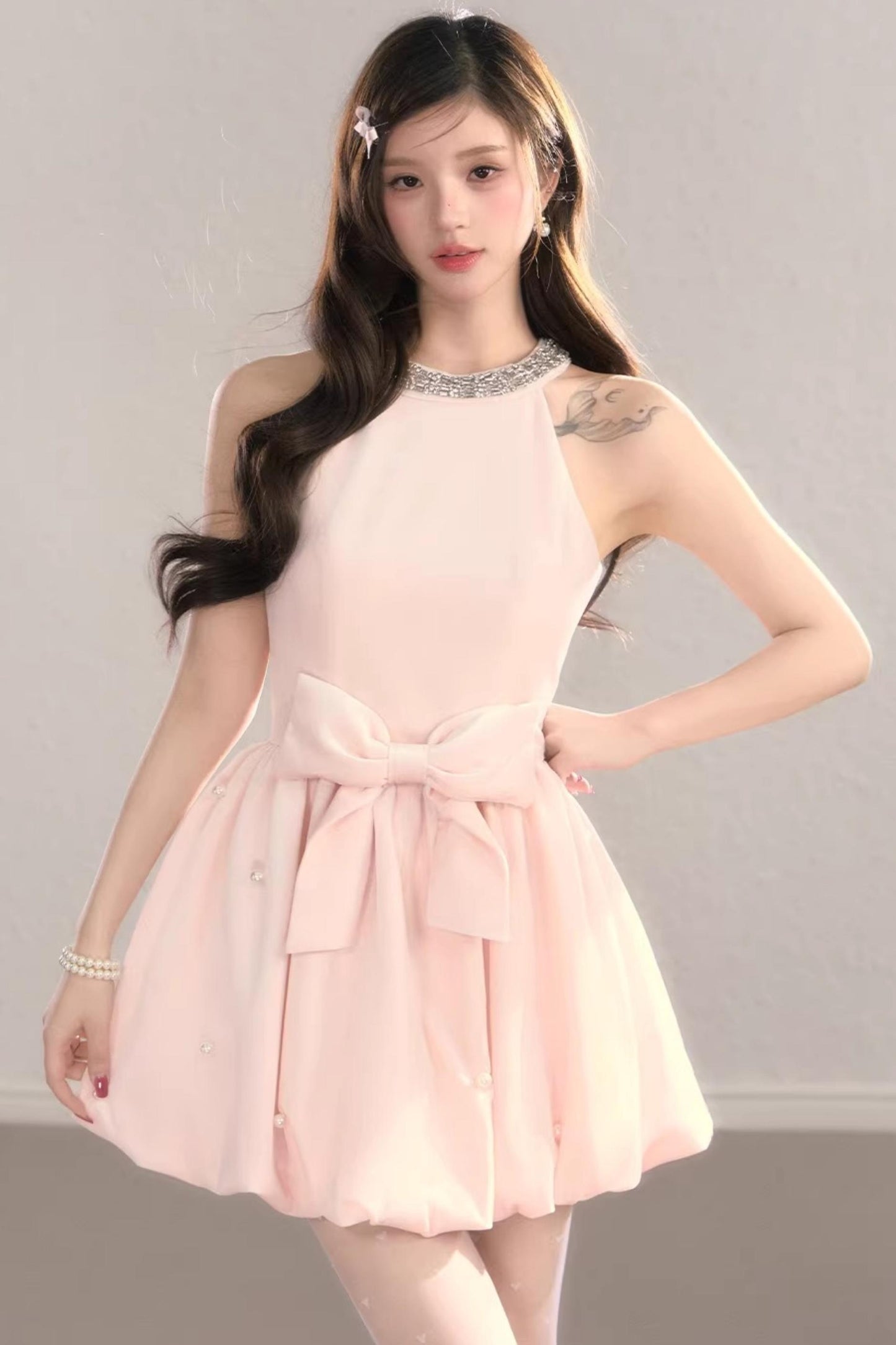 Highlight Halter Neck Puff Dress