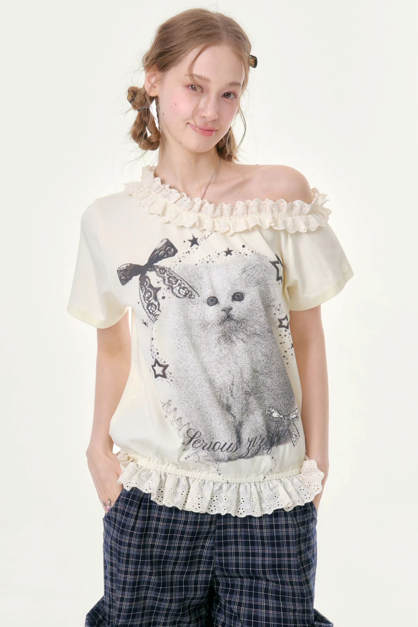 Star Dust Cat Lace T-Shirt