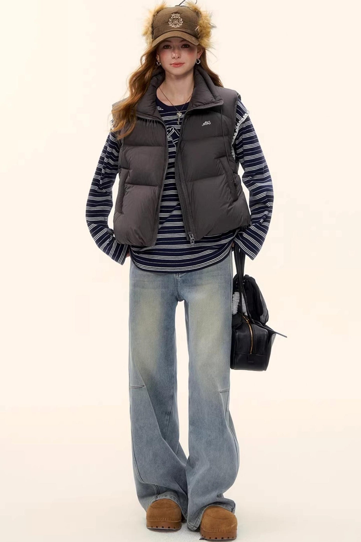 Striped Color-Blocked Crew Sweater