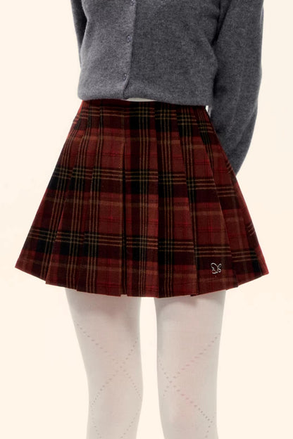 Retro Plaid Wool Skirt
