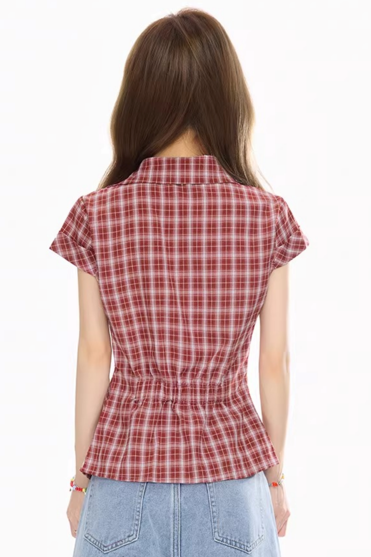 Retro Plaid Slimming Blouse