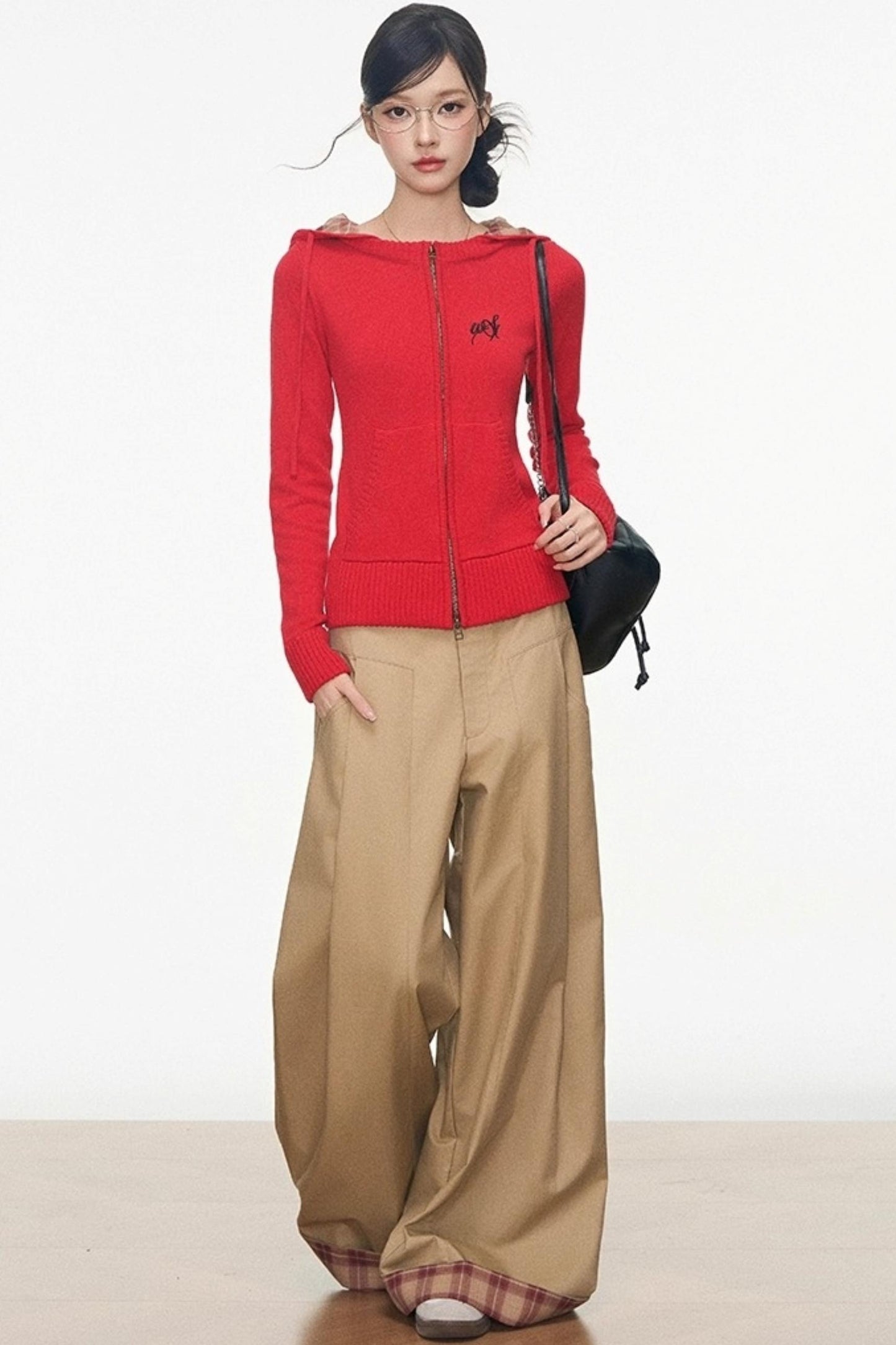 Zipper Sweater With Trousers Set-Up