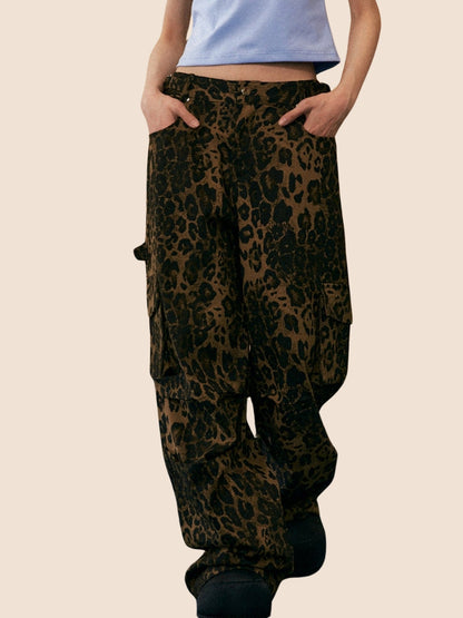American Retro Leopard Print Casual Pants