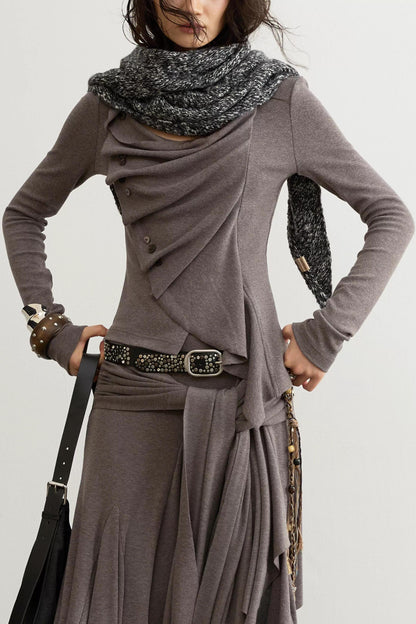 Classical Pleated Patchwork Skirt Set-Up