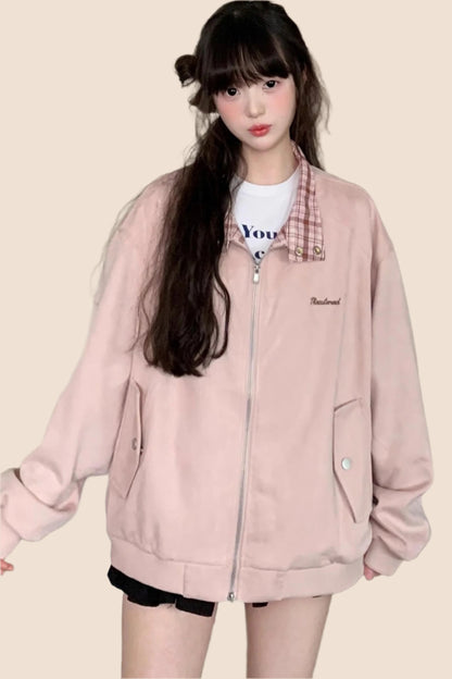 American Vintage Lapel Embroidered Suede Jacket