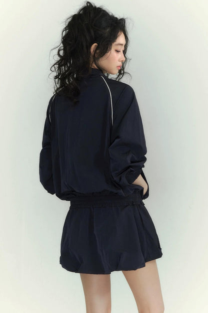 Floral patchwork collar jacket set