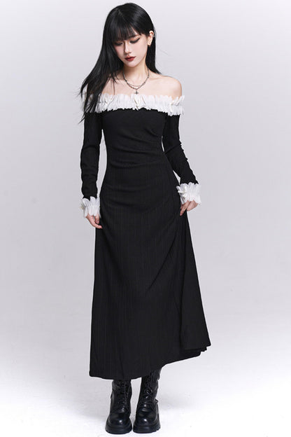 Black Off-Shoulder Long Dress