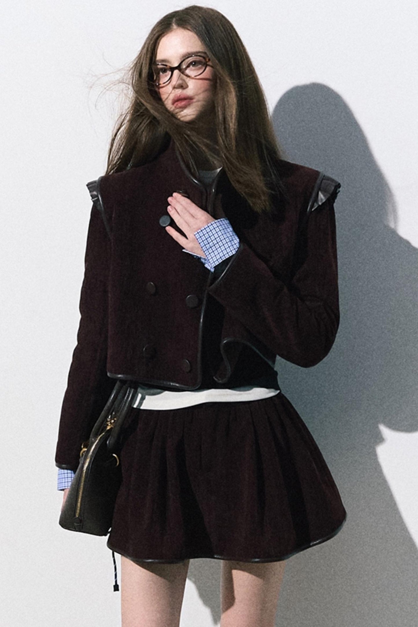 HEAVY VELVET SHORT JACKET AND SKIRT Set-UP