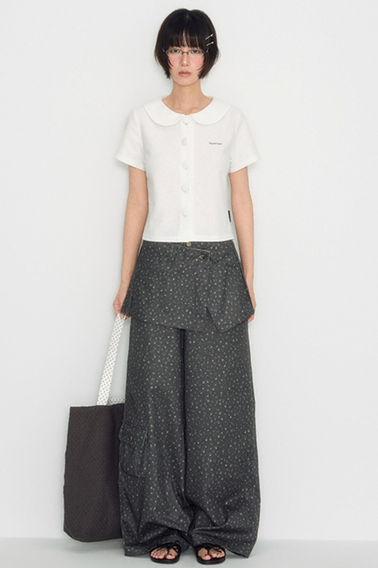 Vintage Polka Dot Canvas Shoulder Bag