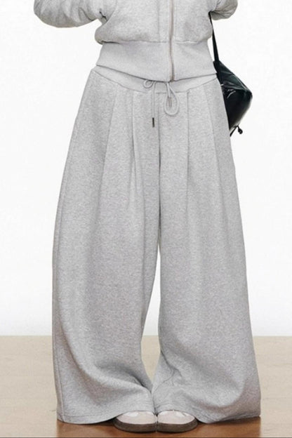 Plush Knitted Zipper Sweatshirt Set-Up