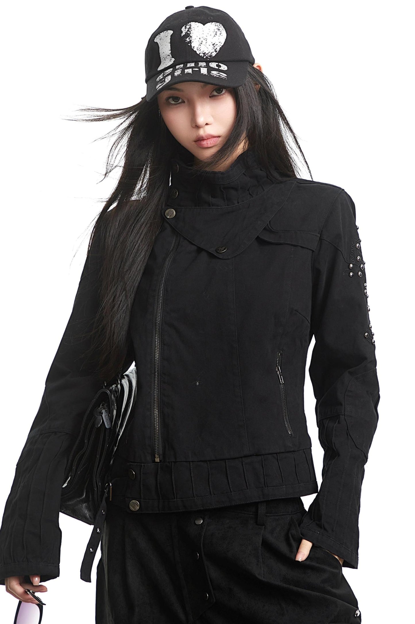 Stitched Stand Collar Heavy Top