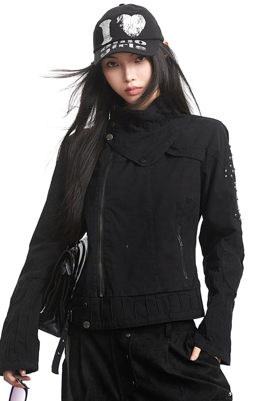 Stitched Stand Collar Heavy Top