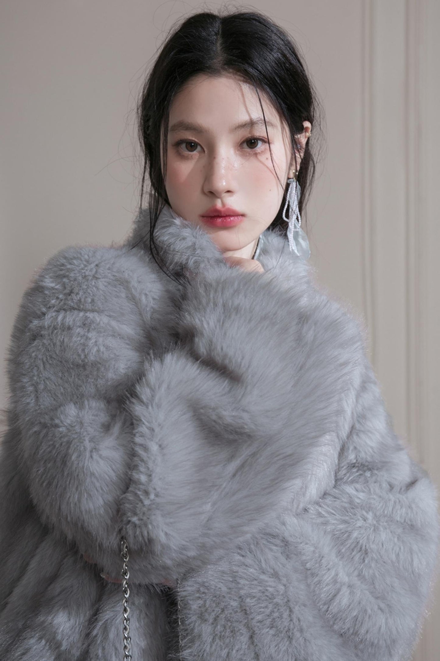 Frost Gray Reversible Fur Jacket