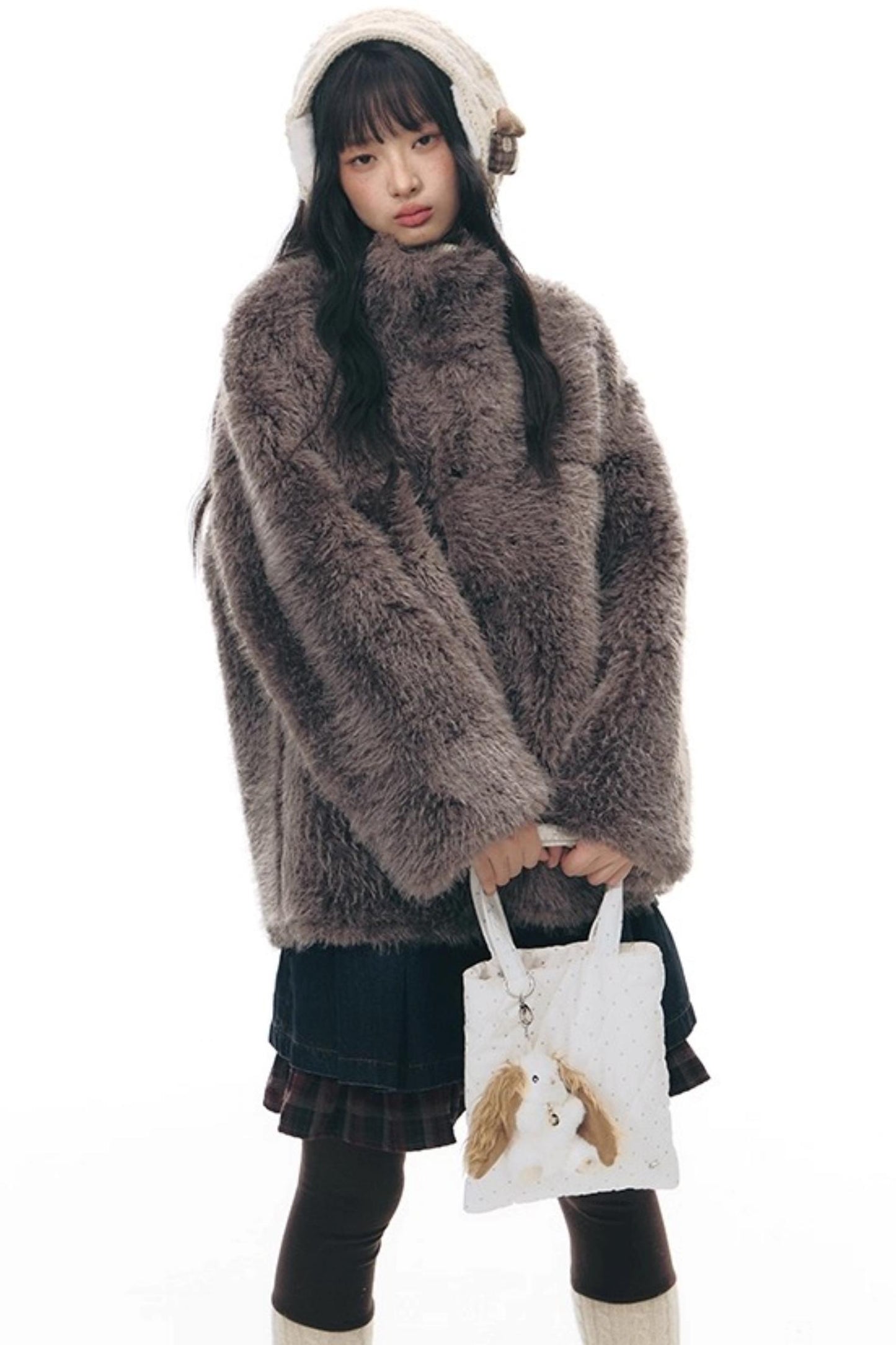 Reversible Polka Dot Fur Coat