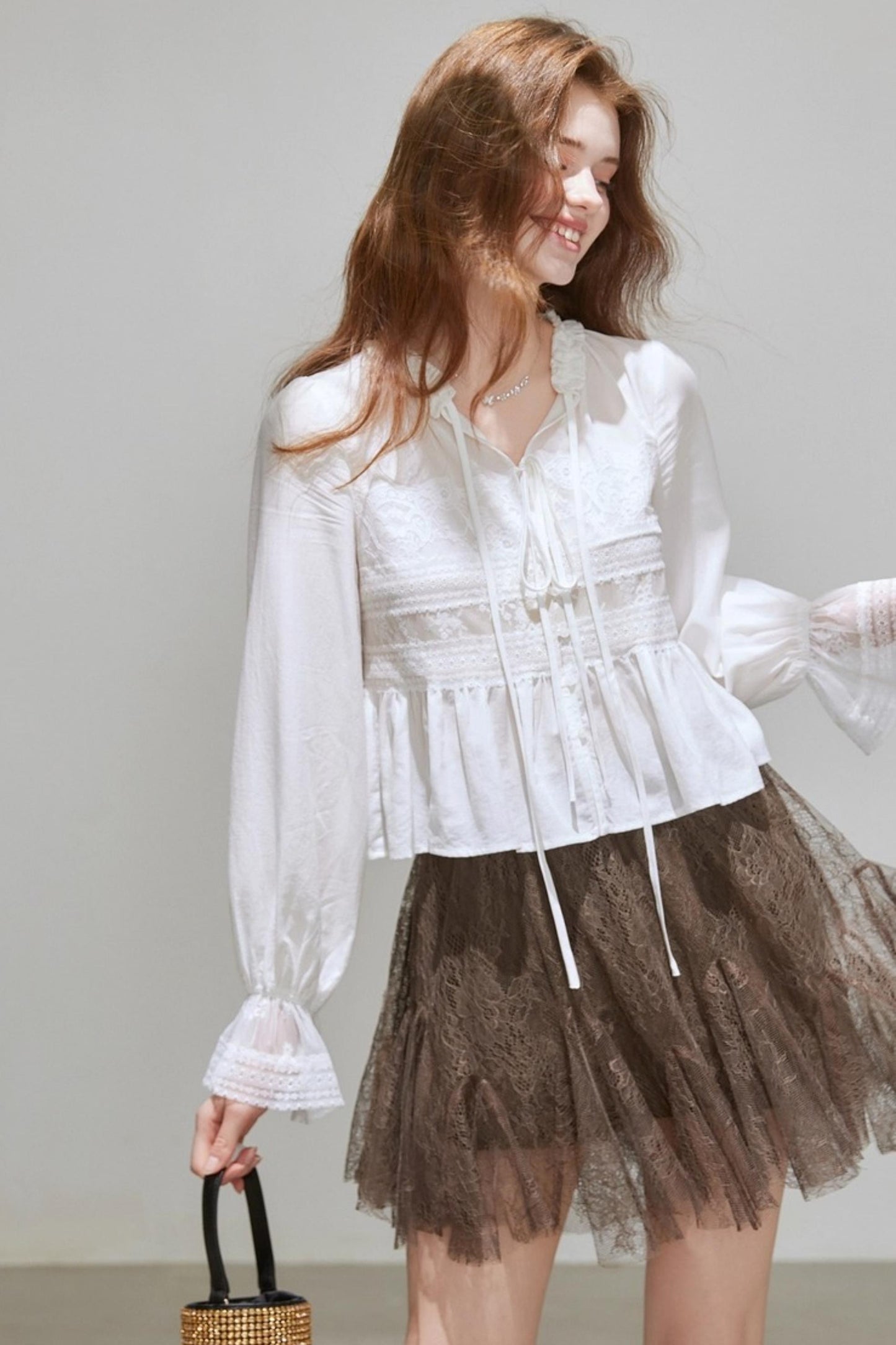 Autumn V-Neck Tencel Shirt