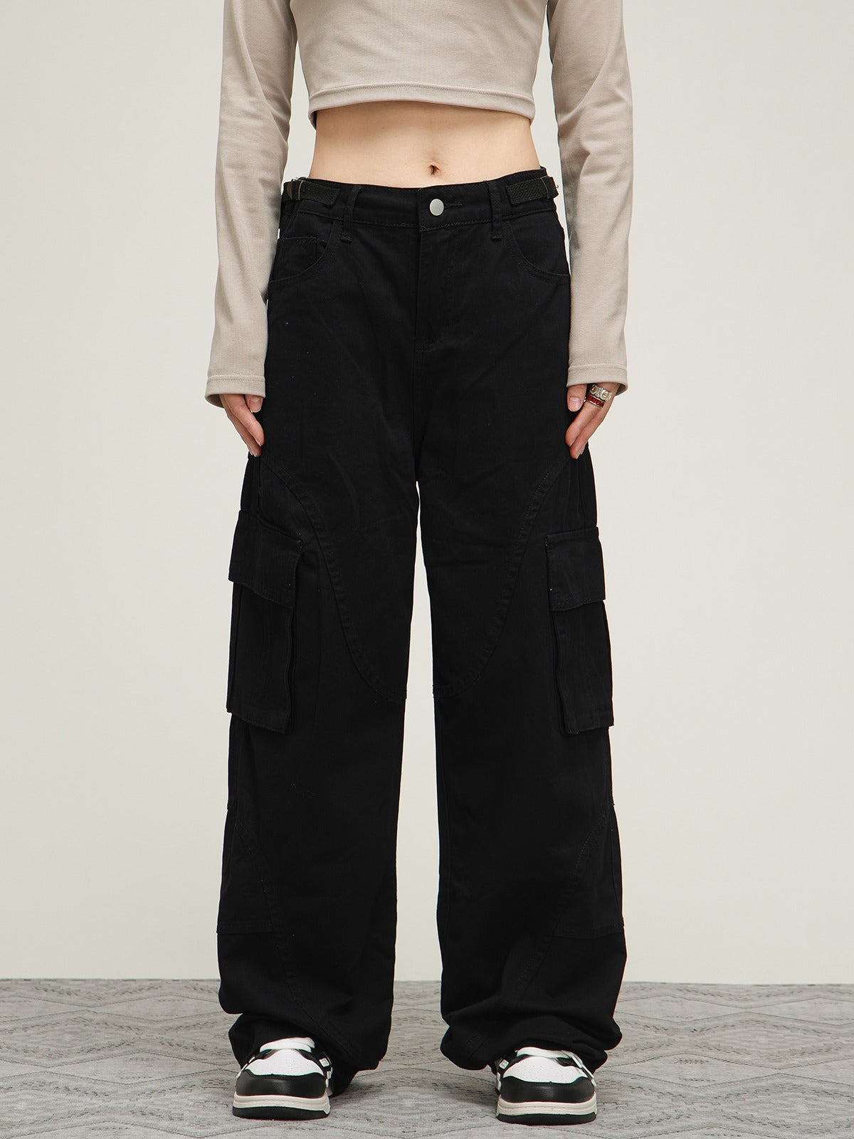 American stitching straight-leg loose pants