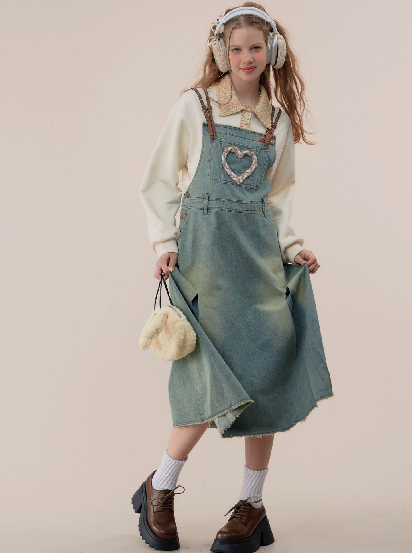 American retro three-dimensional denim dress