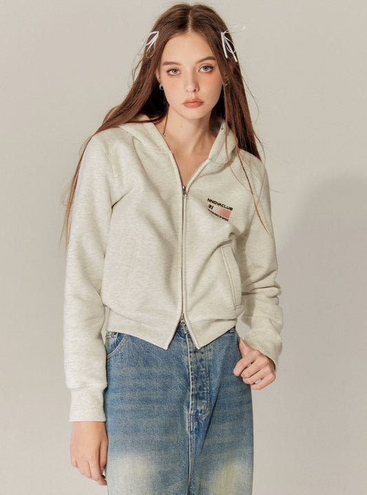 High-waisted Cropped Hooded Fleece Coat