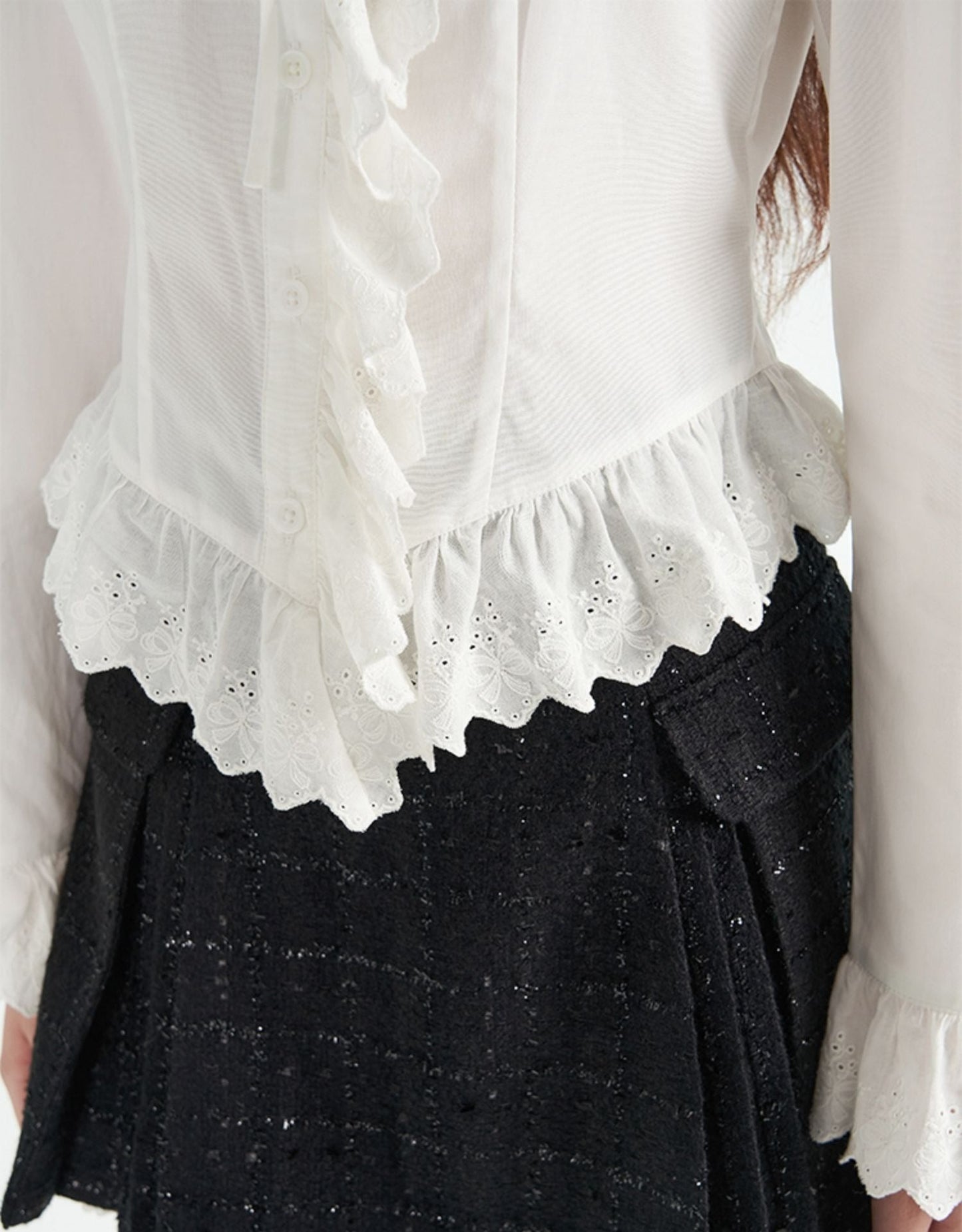 White V-neck lace Shirt