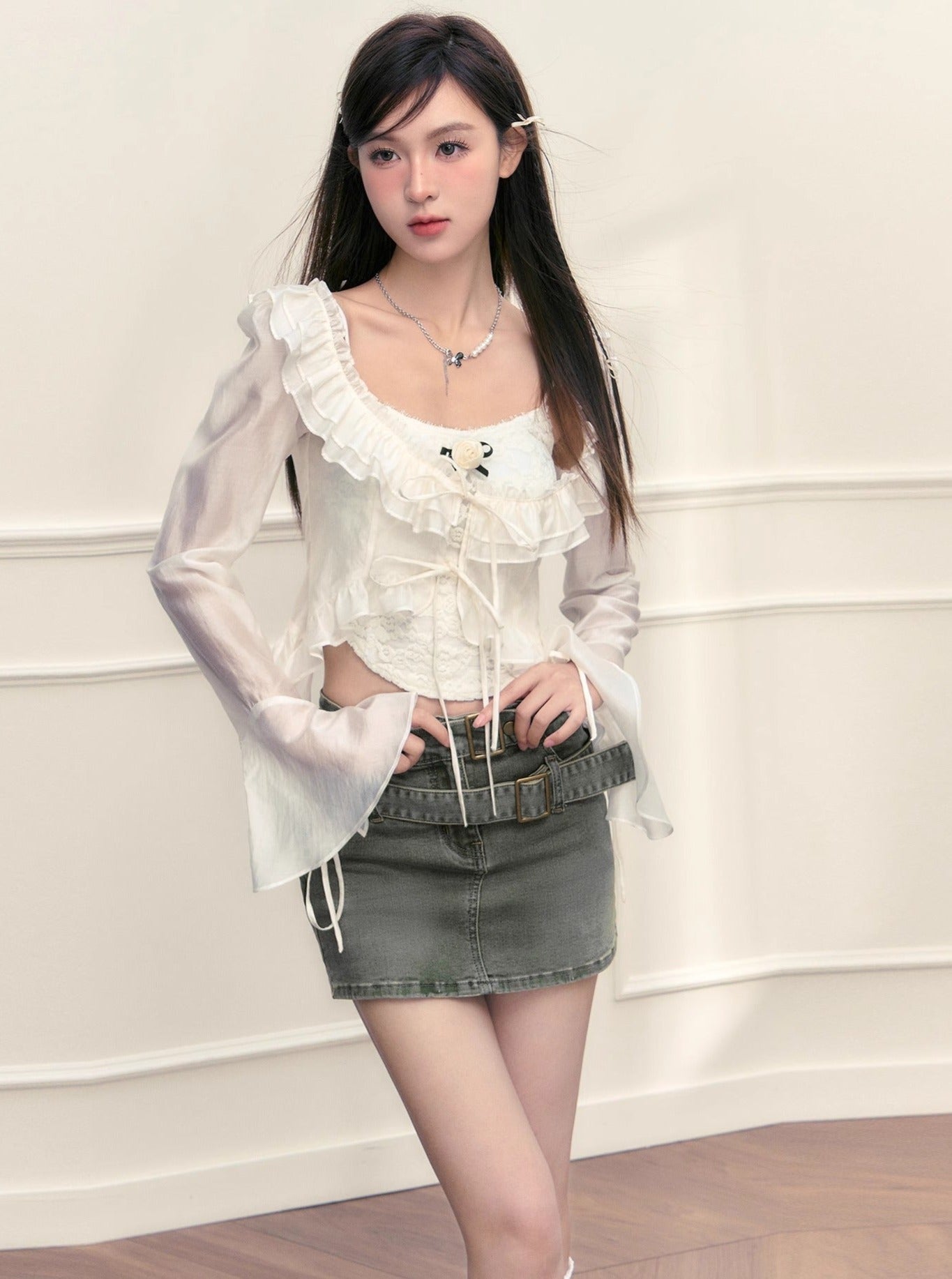 Sweet Girl Ruffle Shirt Top