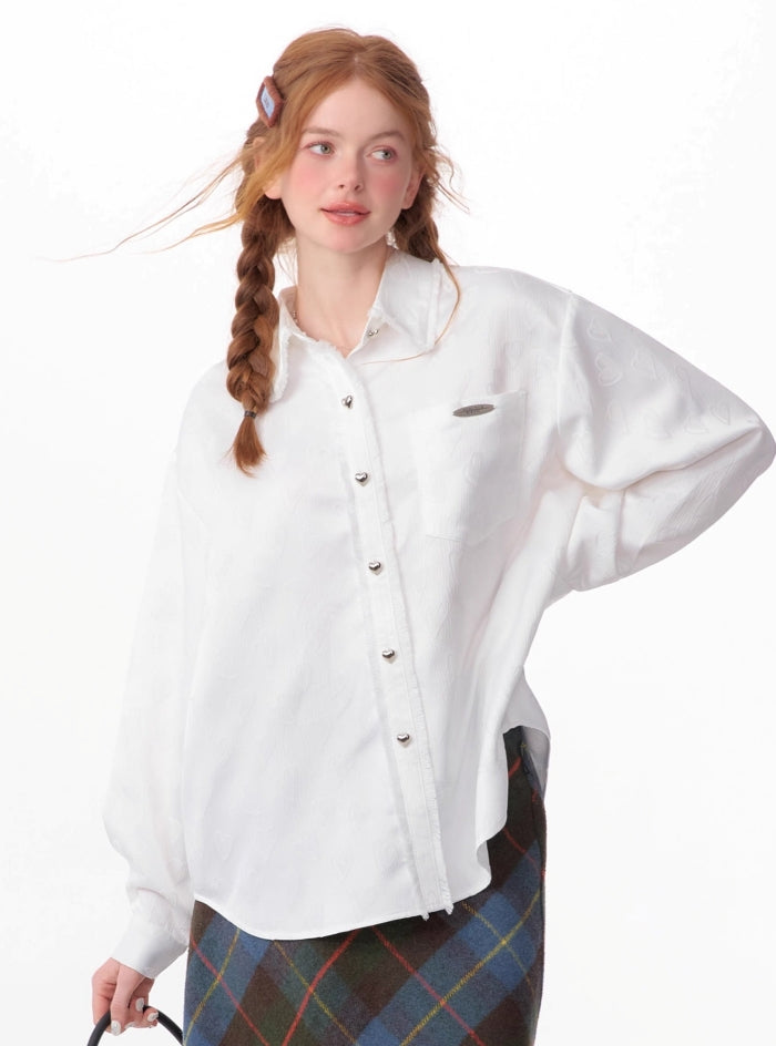 American retro mid-length loose white shirt