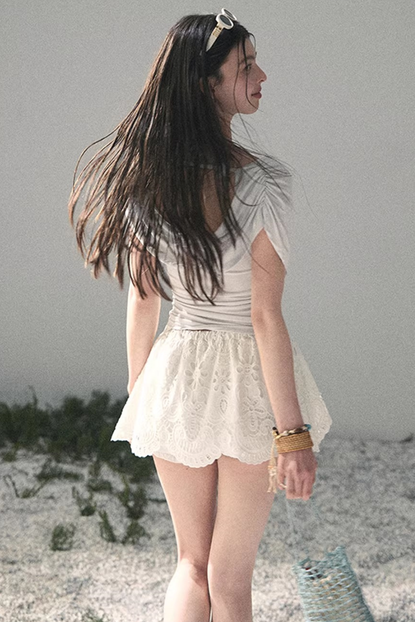 Floral Hollow-Out Puffy Skirt