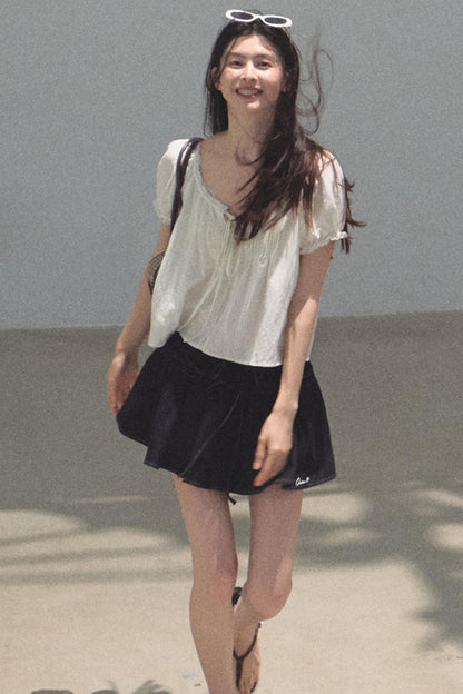 Embroidered Puffy A-Line Skirt