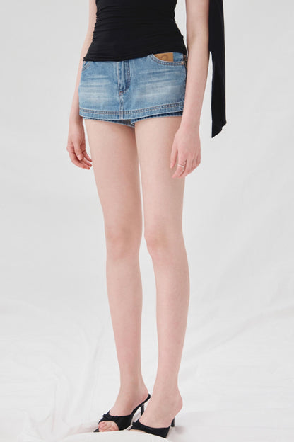 High-Waisted Denim A-Line Skirt