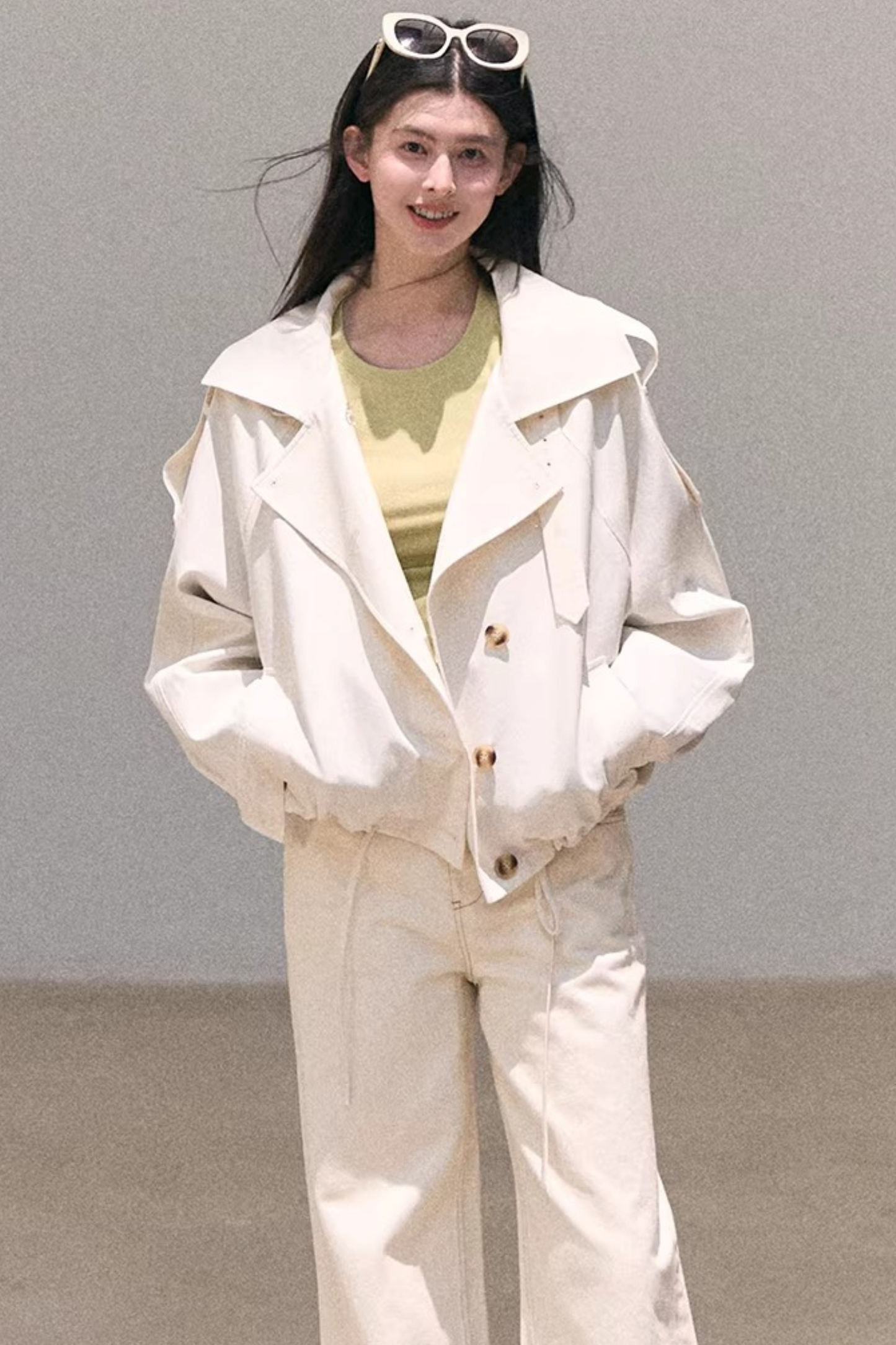 Washed Wide-Leg Lace Pants