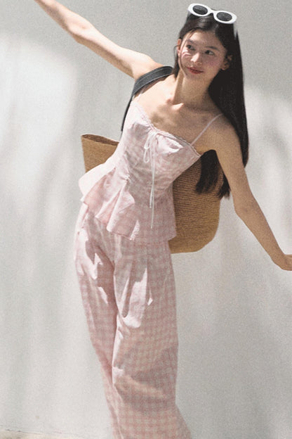 Wide-Leg Tencel Hemp Pants Set-Up