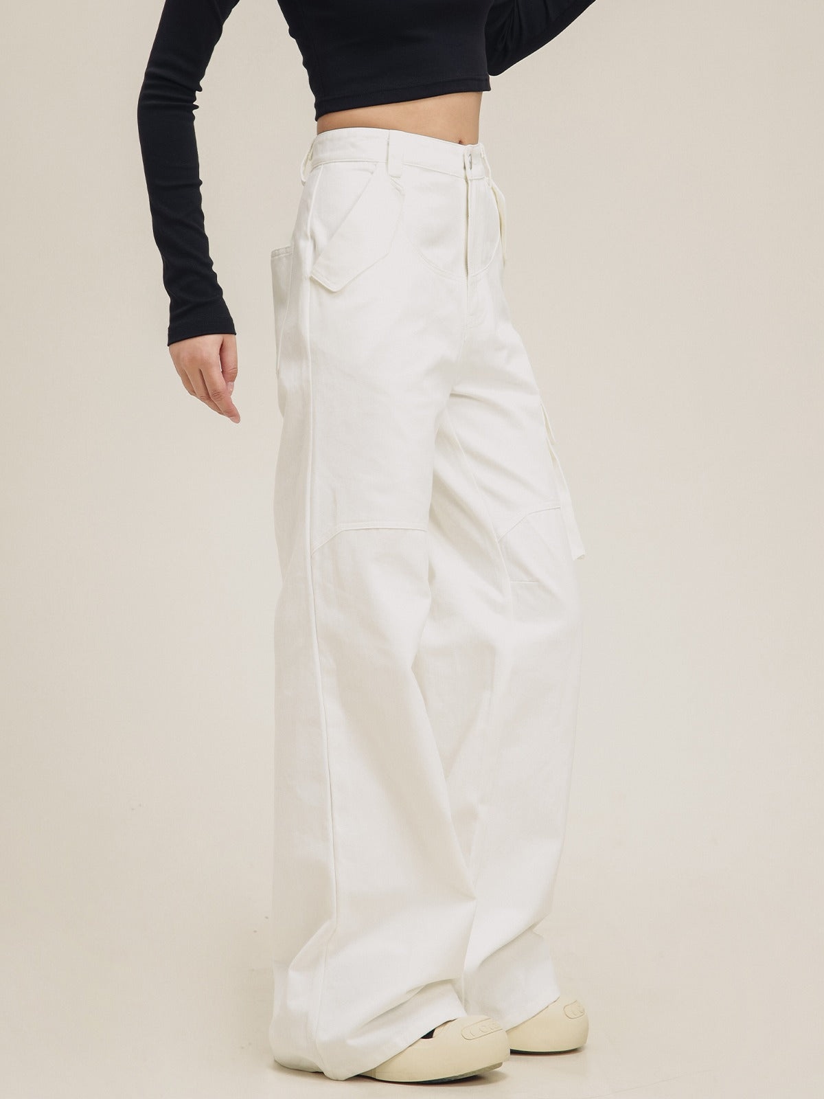 American pocket panelled flared pants