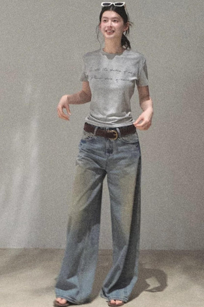 Vintage Hand-Painted Jeans Set