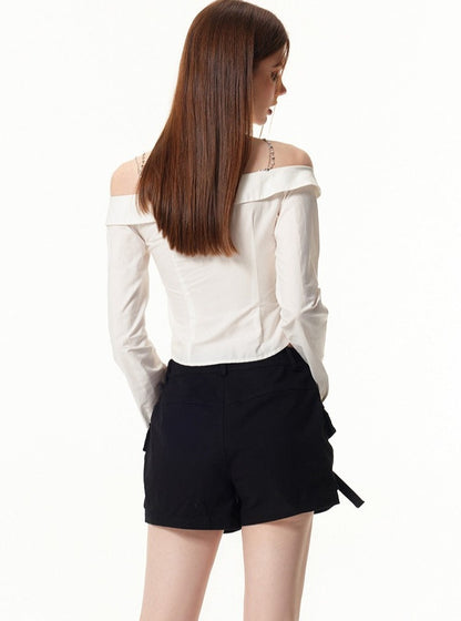 Long-sleeved off-the-shoulder Shirt