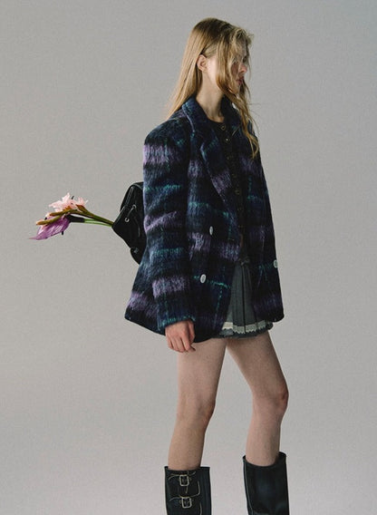 Violet Long Cropped Wool Coat Jacket