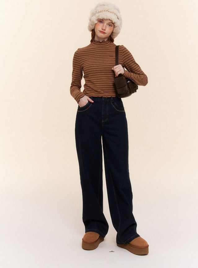 RETRO LOOSE AND SKINNY WIDE-LEG JEANS PANTS