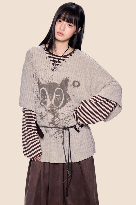 Retro Striped Patchwork Top