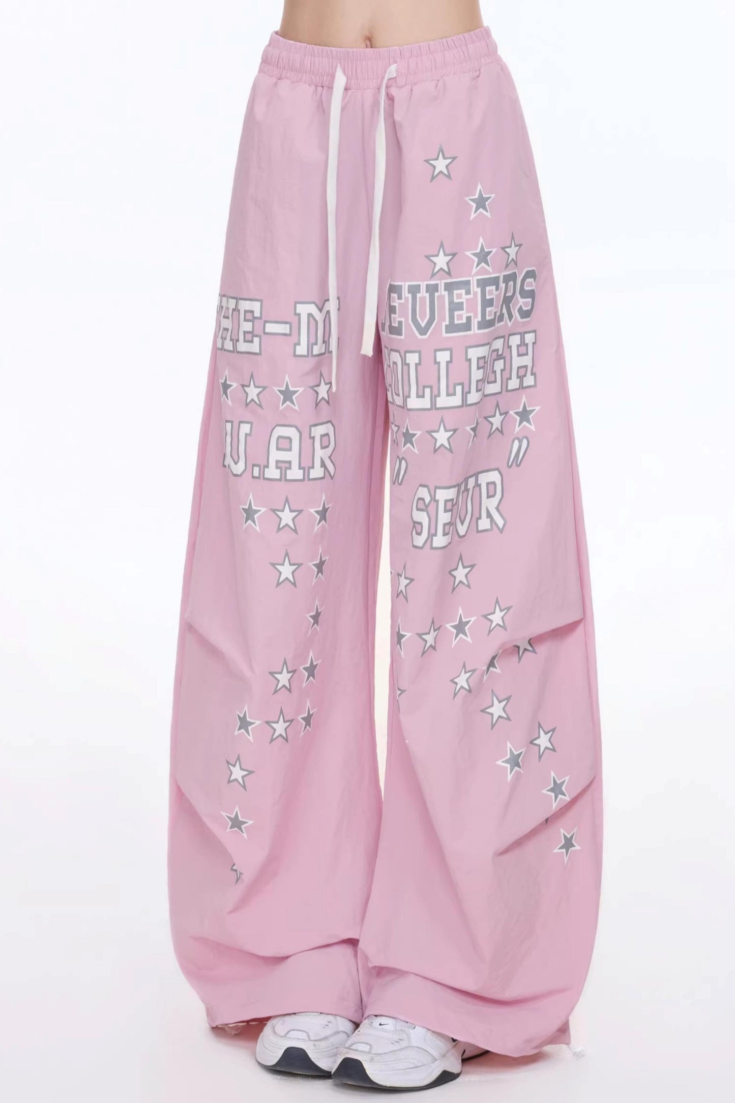 Letter Print Wide-Leg Pants