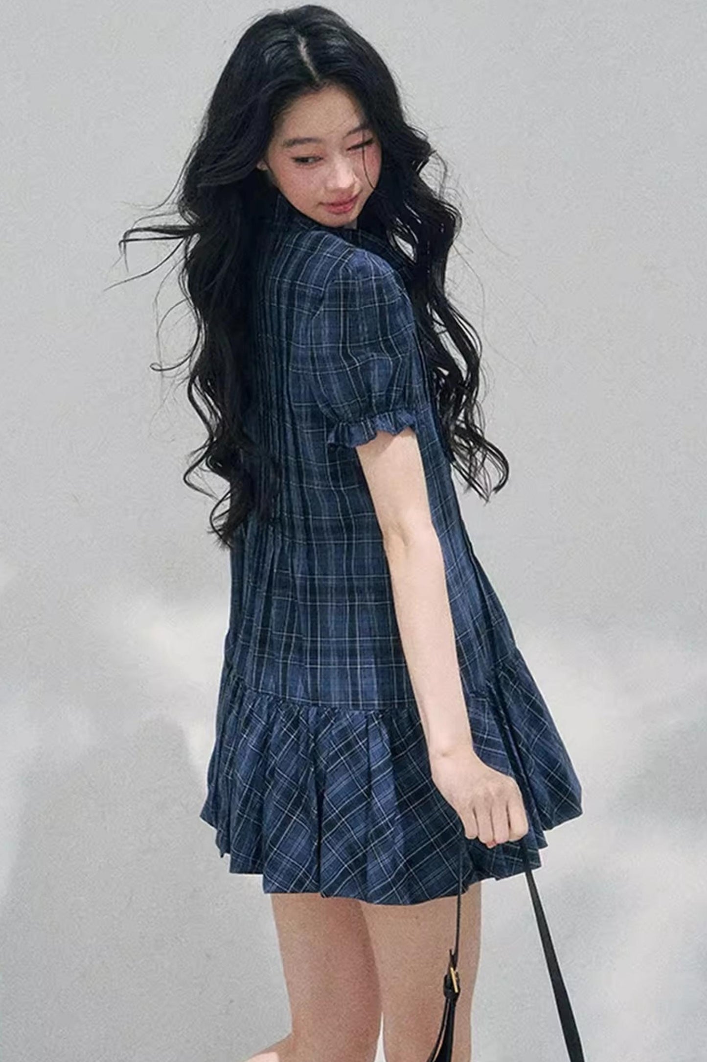 Plaid Puff Sleeve Dress