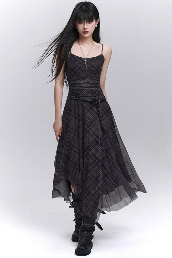 Unique Plaid Halter Dress
