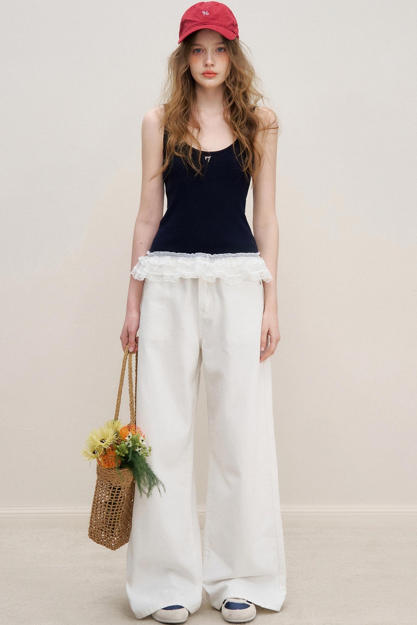 Lace Patchwork Knit Suspenders