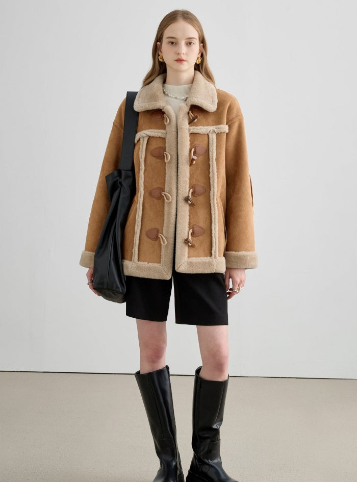 Horn Button Fur Short Coat