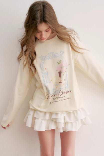 Hand-Painted Rose Cotton Top