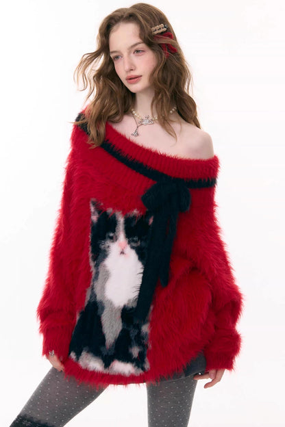Arrogance Cat Pattern Sweater