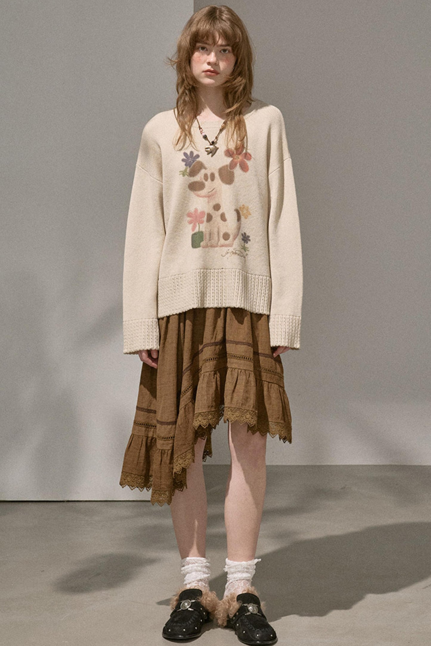 Irregular Wave Patchwork Midi Skirt
