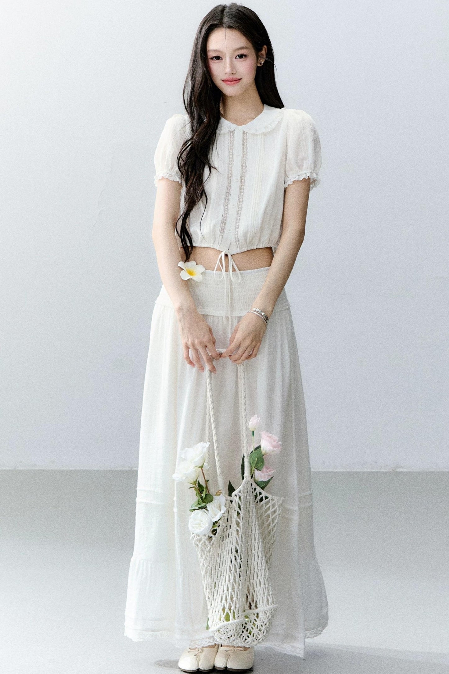White Moonlight Lace Blouse Set-Up