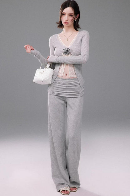 Lace Knit Two-Piece Top