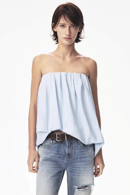 Irregular Elastic Strapless Top