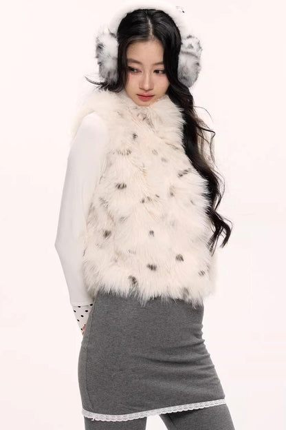 Fluffy Leopard Magic Fur Vest Jacket