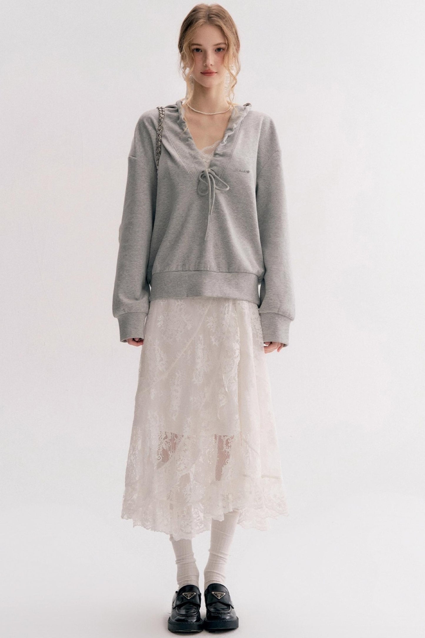 Pleated Hooded Sweatshirt Set-Up